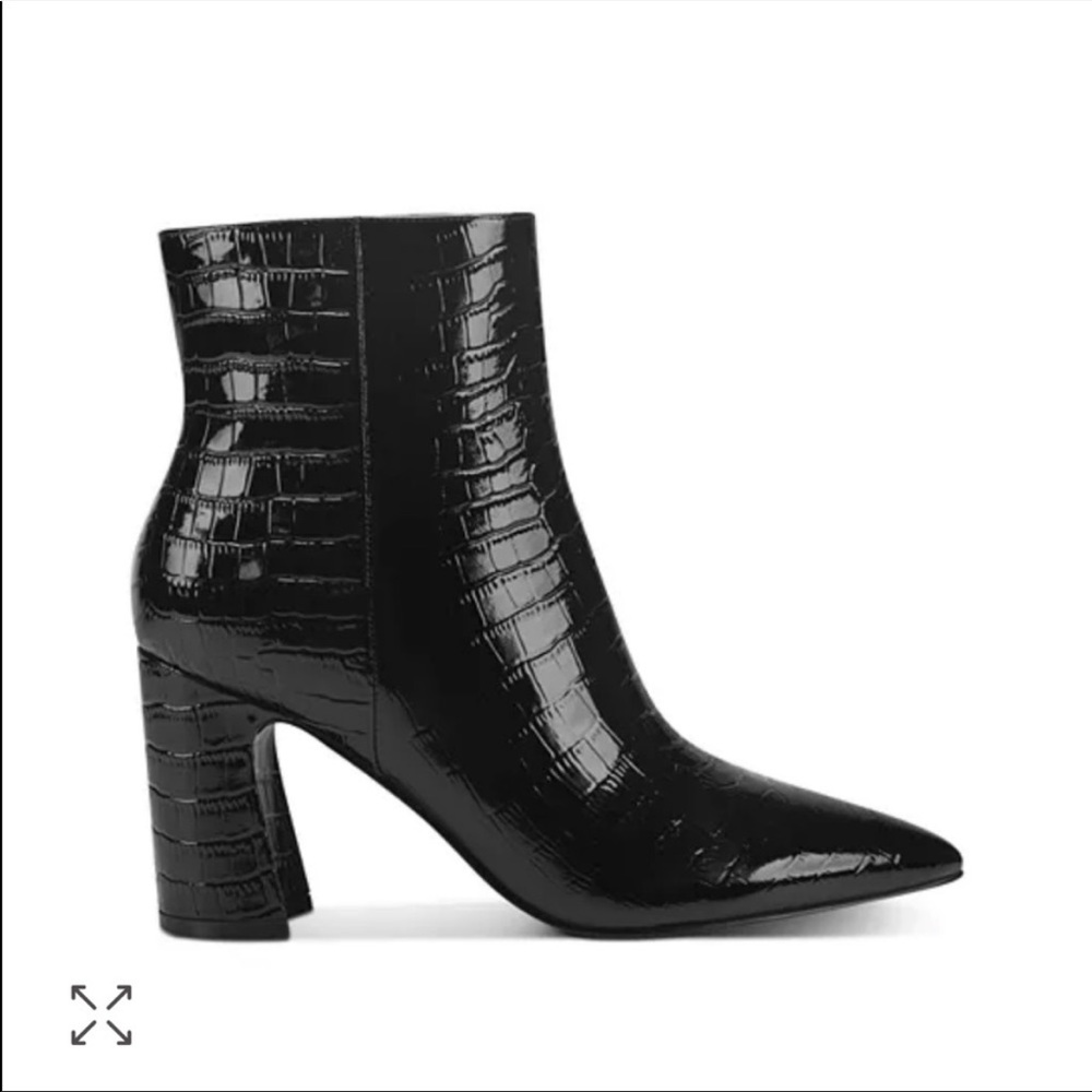Marc Fisher patent black Croc booties